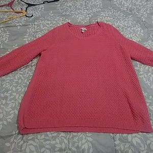 3/4 sleeve sweater/coral